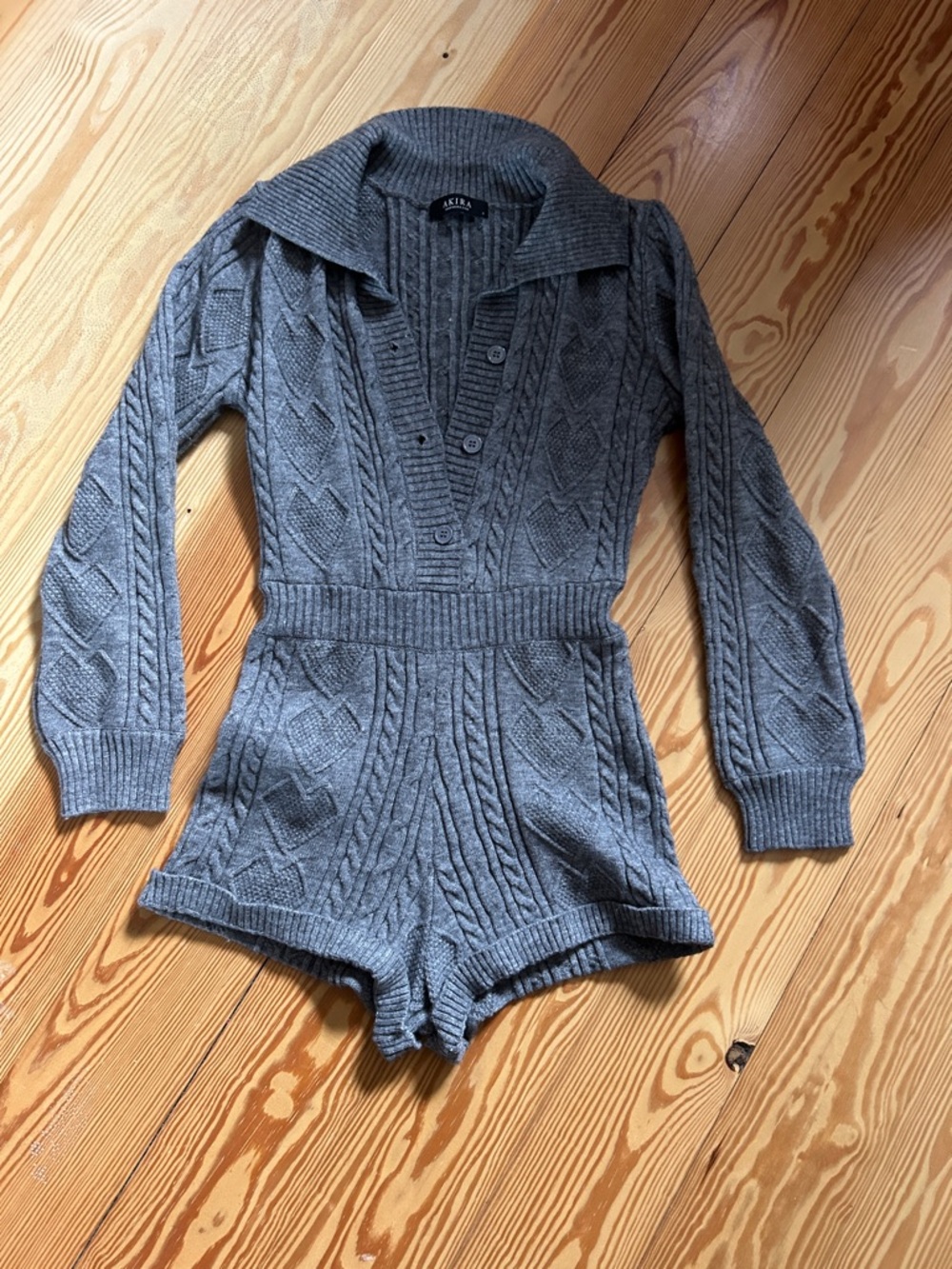 Gray sweater romper one piece